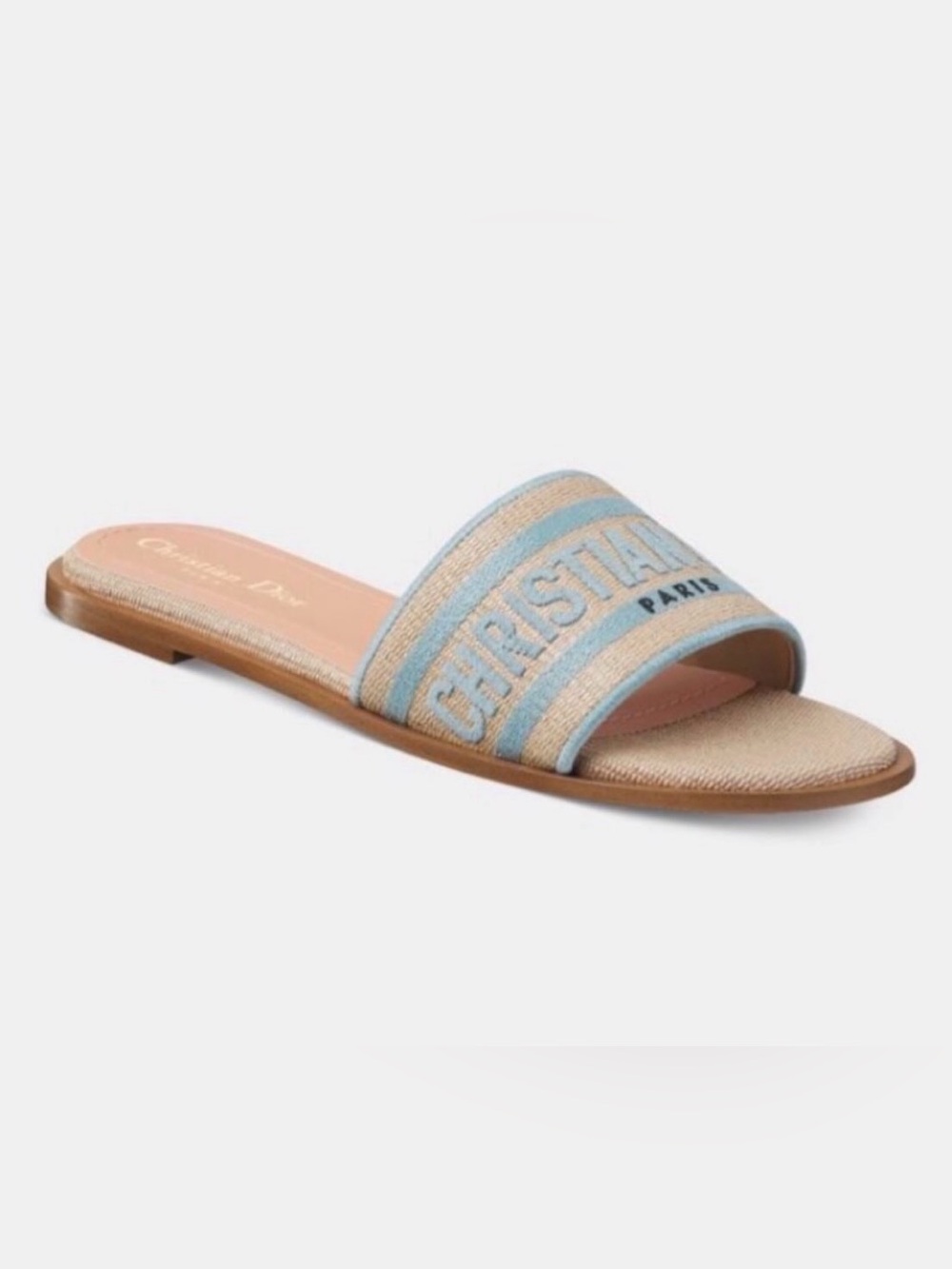 Dior Blue Raffia D-Way Sandals 38